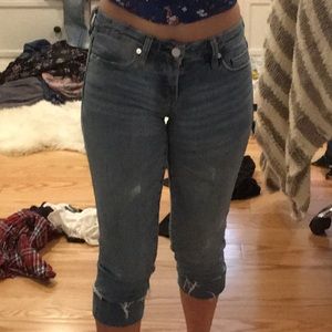 cropped blue jeans